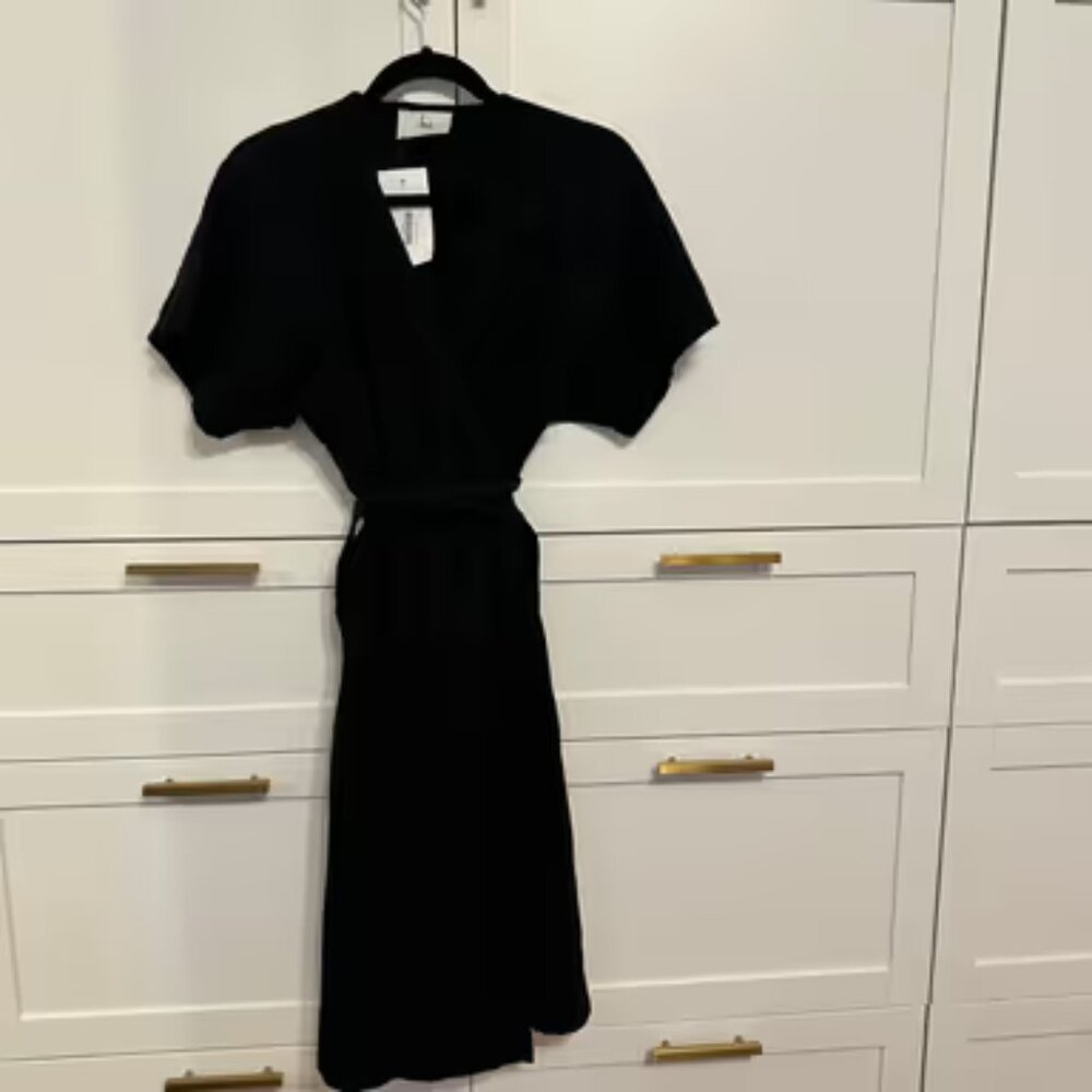 loup Womens Short Sleeve V Neck Knee Length Wrap Dress